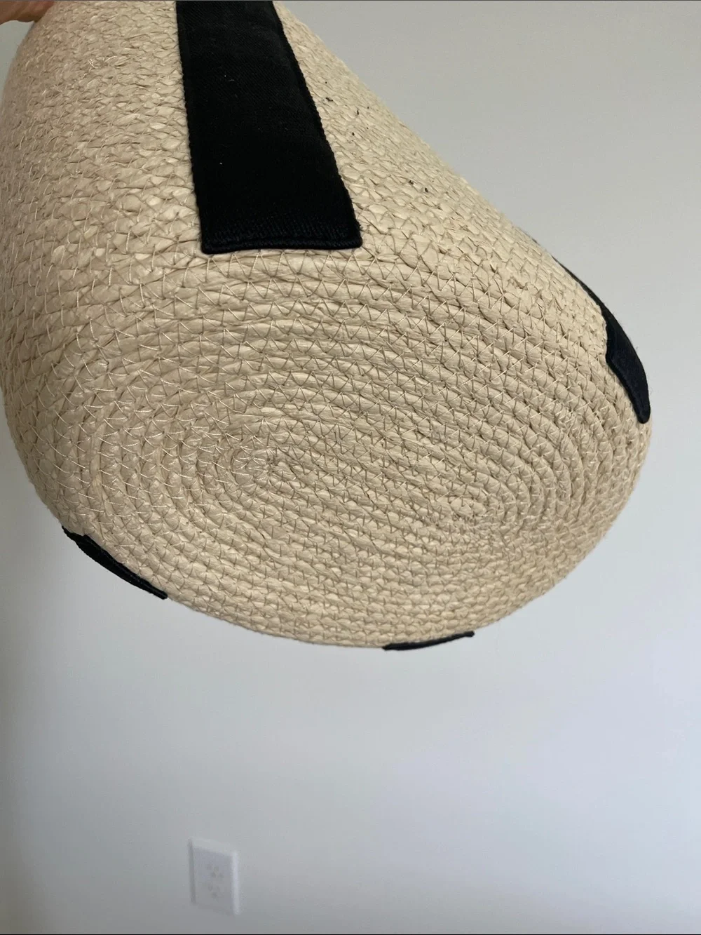 Source Unknown Natural Straw Tote with Black Straps